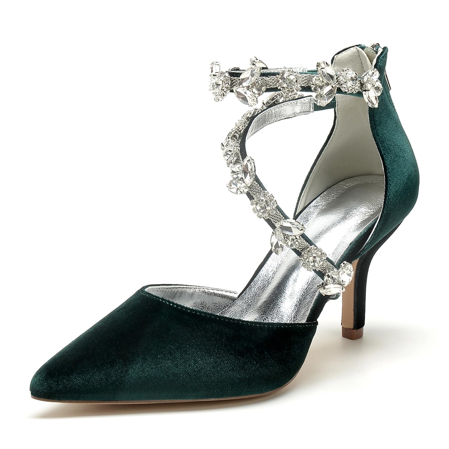 ADMLZQQWomen's Pointed Toe Wedding Shoes for Bride High Heels Velvet Heels Bridal Shoes Comfortable Dance Shoes Pumps