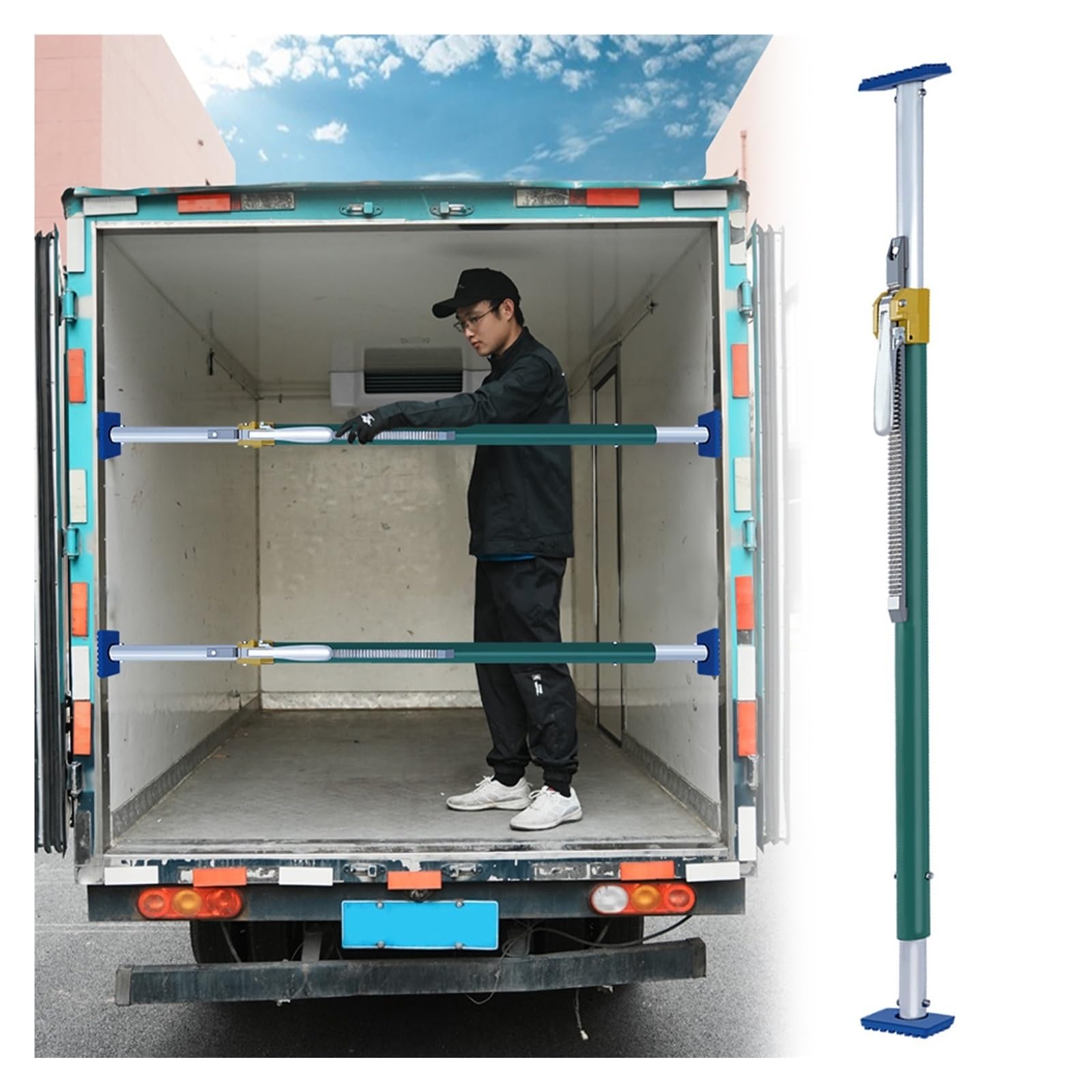Barra di carico Barra di carico a cricchetto per impieghi gravosi per il letto del pick-up, Barre di stabilizzazione del carico telescopiche per rimorchi/camion refrigerati, 440lbs(5'-6.2'/1524-1904mm