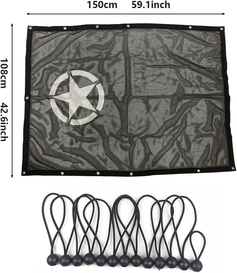 sukemichi TJ Bikini Top Sunshade Mesh Top for Jeep Wrangler TJ Accessories 1997-2006, Blocks UV, Wind, Noise, Star