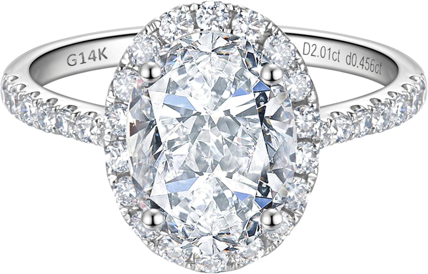 Halo 14k White Gold 0.5 to 2.5 Cttw IGI Certified LAB Grown Diamond Engagement Rings with Side Stones, Anniversary Wedding Promise Rings Jewelry Gifts for Women, Clarity VS1-VS2, D E F Color