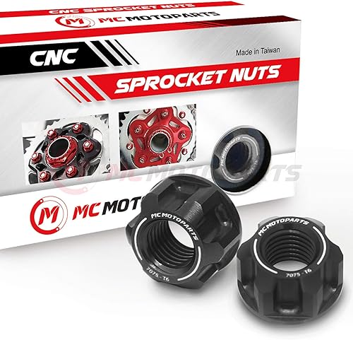 MC MOTOPARTS Juego de tuercas de piñón trasero de carreras compatible con MT-07 MT-09SP XSR 700 XSR 900 MT-09 Tracer FZ09 (negro)