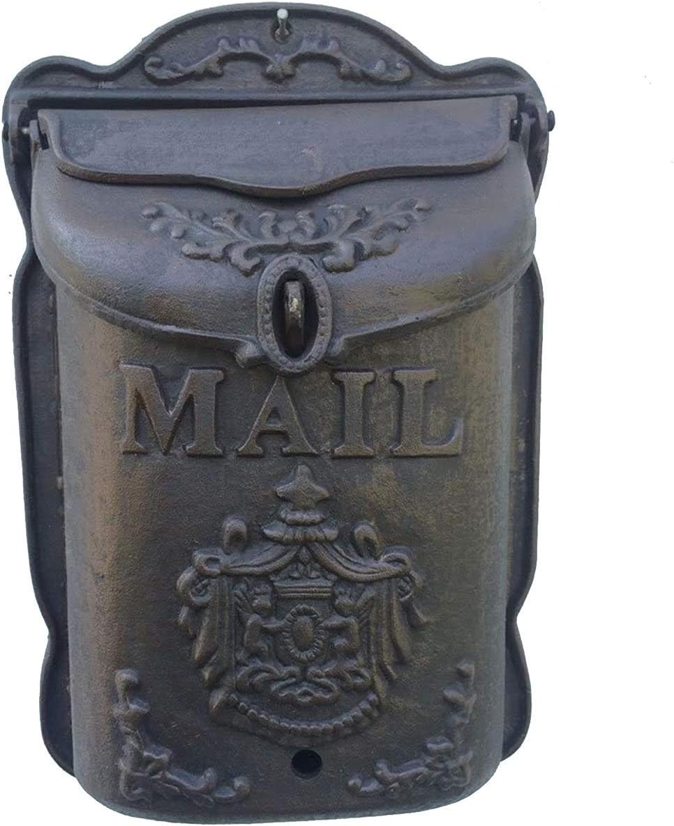 Retro Vintage Wall-Mounted Mailbox - Classic Black Letterbox for Outdoor Use, with Dimensions of 25x10.2x39cm.