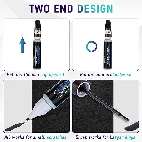 Miniatura 5 de Pintura negra de retoque para automóviles, bolígrafo de reparación de arañazos de pintura de automóvil dos en uno, solución rápida y fácil para