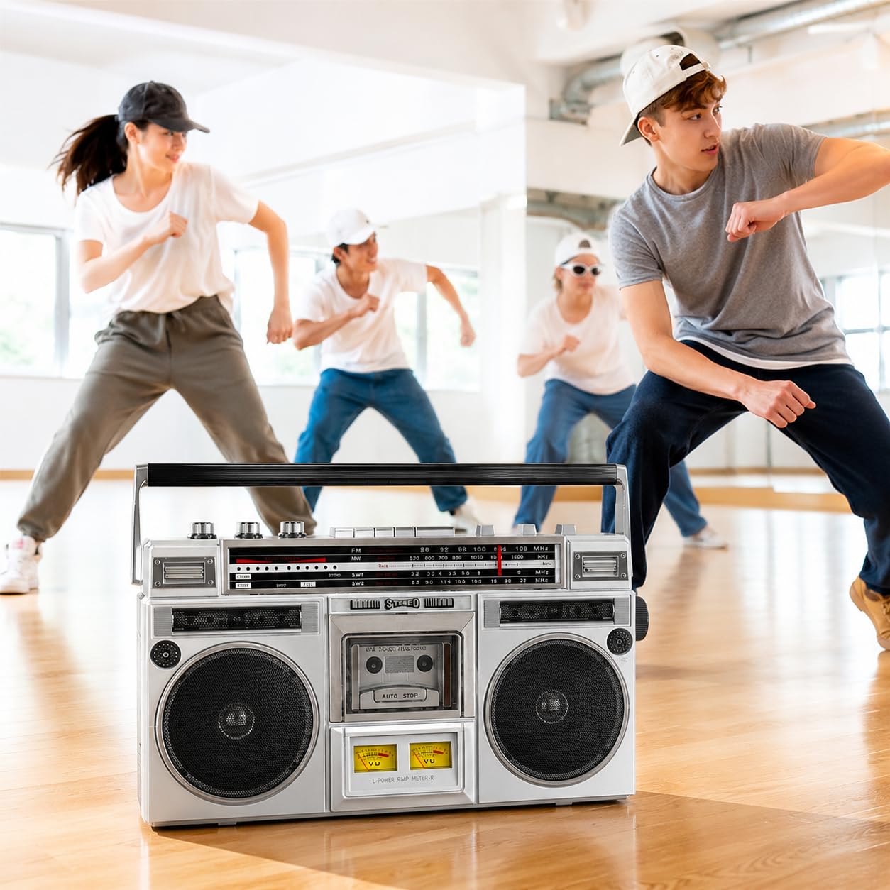 Generic Lettore a cassette Bluetooth Boombox retrò - Registratore a nastro CD con radio FM/DAB+ e registrazione USB, stereo portatile in stile anni '80 per riunioni di famiglia e viaggi