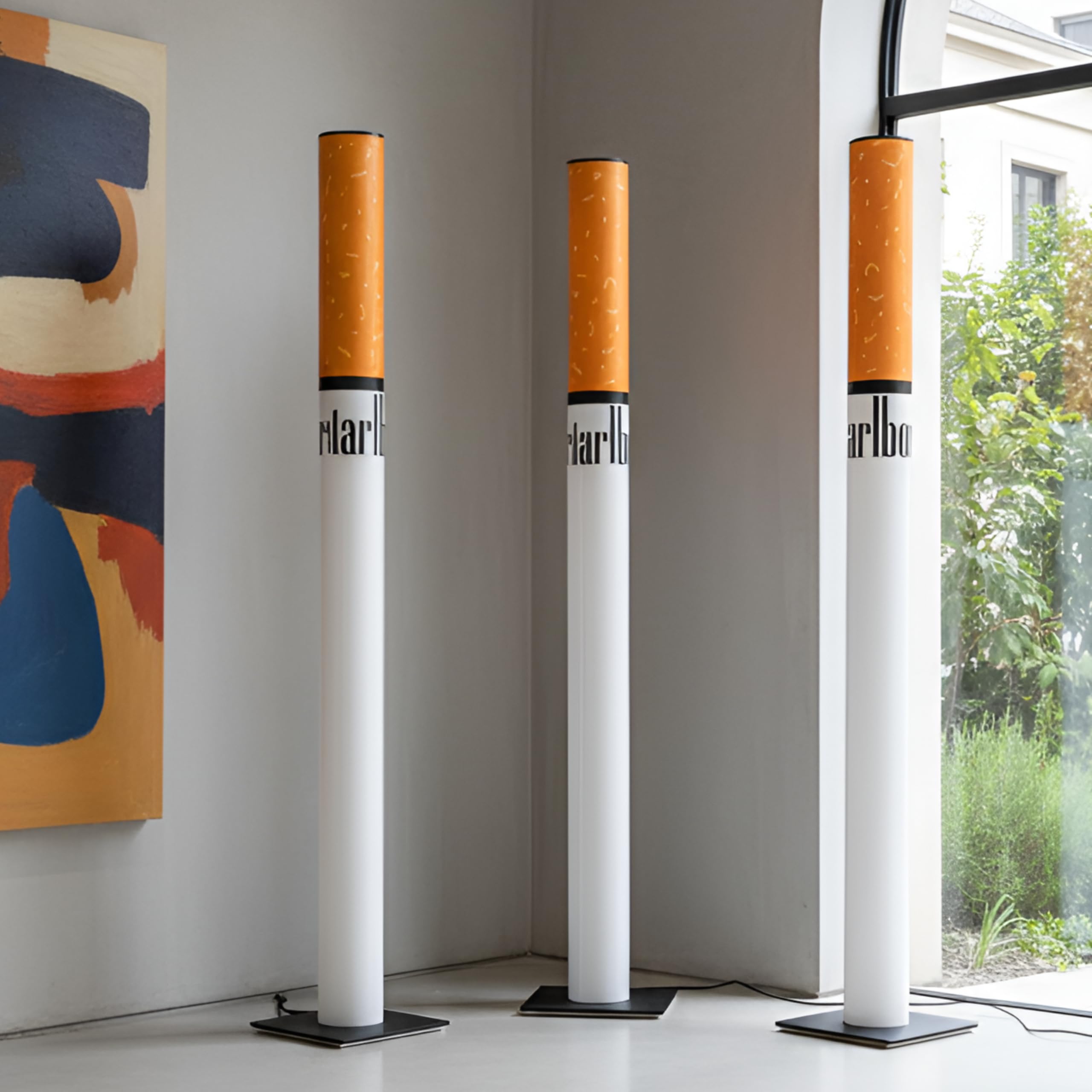 Grandeur Floor Lamp - Modern Orange & White LED Light -9
