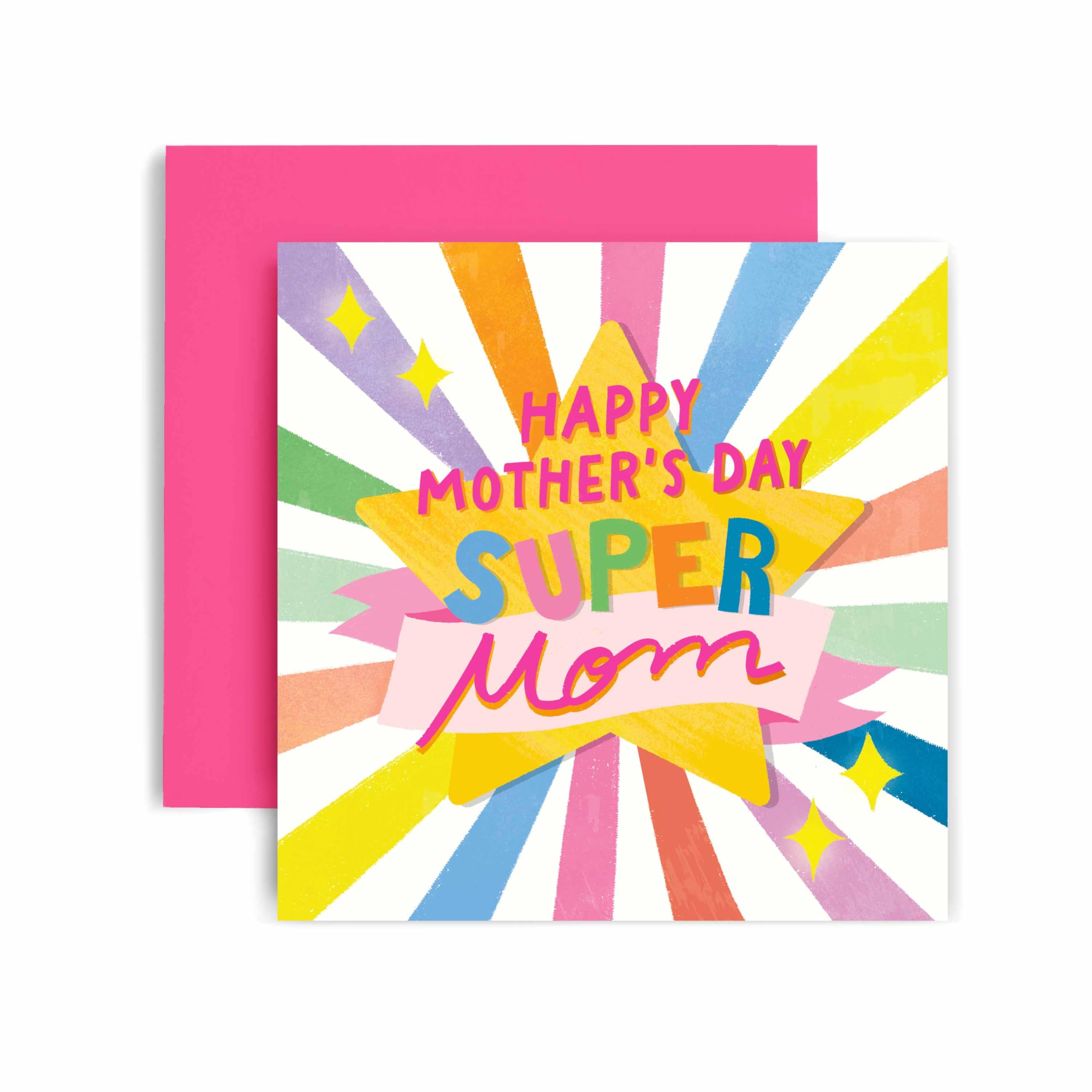 Huxters Happy Mother's Day Card for Mom Card for Her Super Star Pastel Card Card for Gift Mom - 14.8cm (Mom Mother's Day)