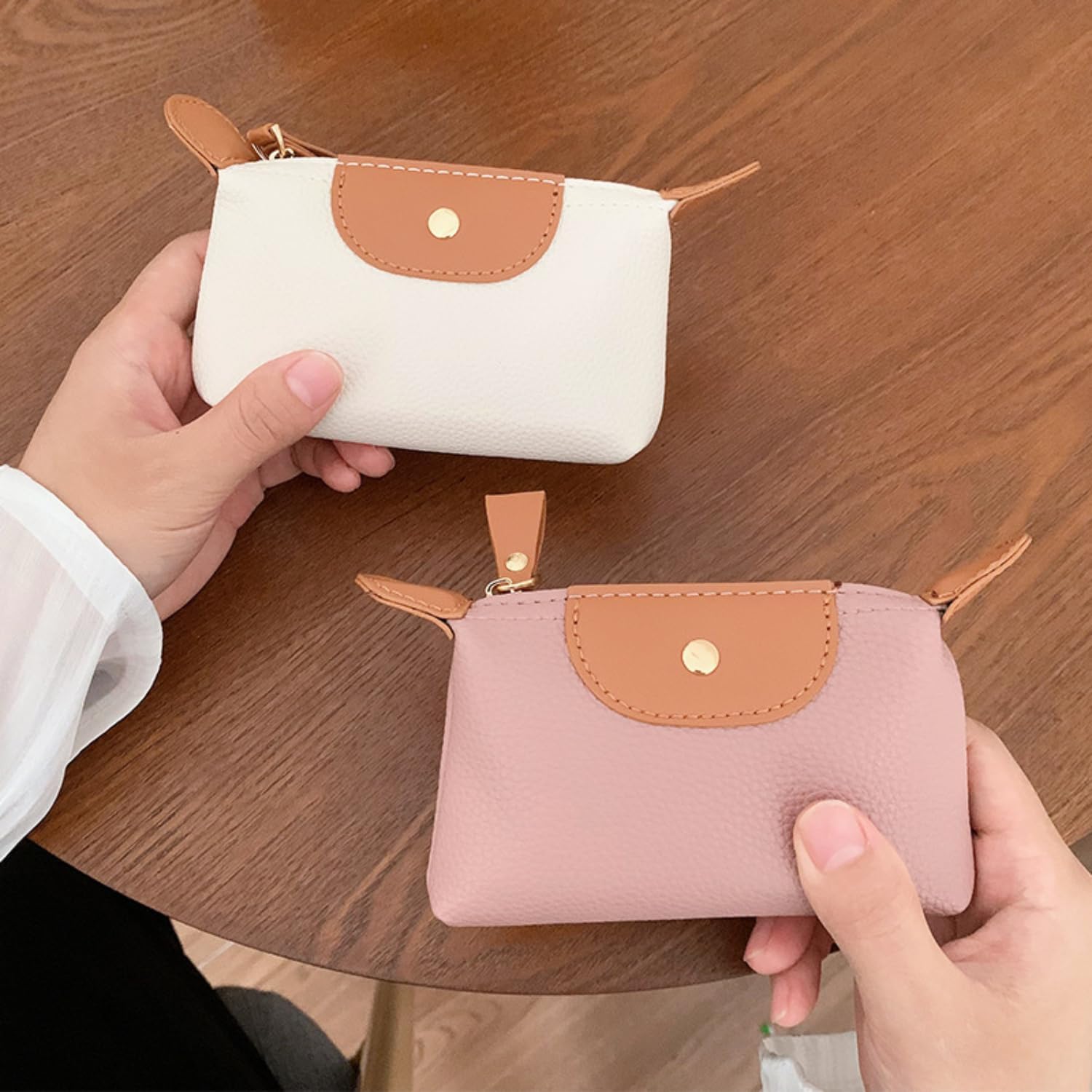 Small Coin Purse, Leather Coin Purse with KeyChain, Leather Coin Purse Pouch for Women (Blue) - Image 4