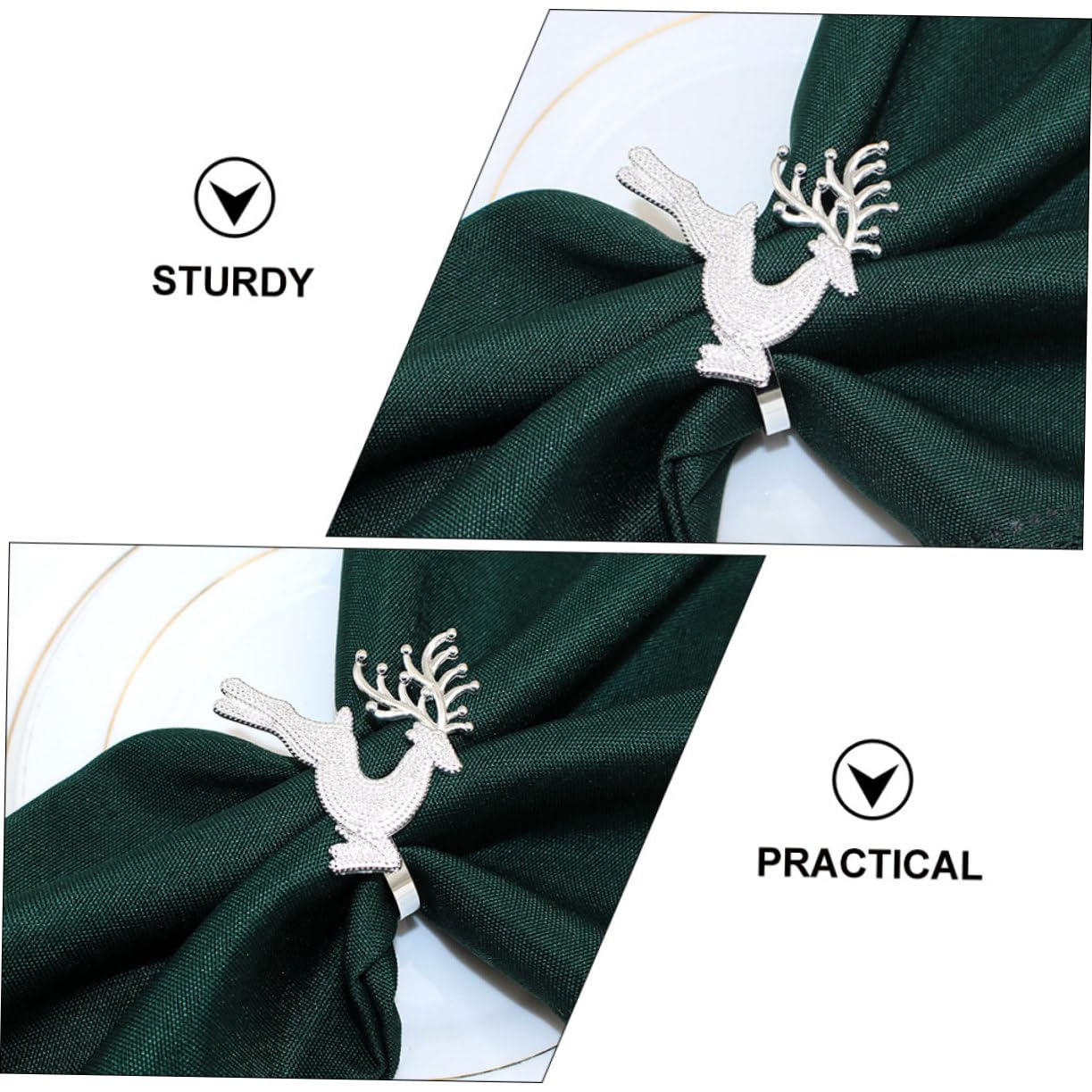 PRETYZOOM 5 Set Portatovagliolo Arredamento Socche Tovagliolo Di Natale Decorazioni A Forma Di Allegro Titolare Fibbie Per Tovaglioli in Lega Portatovaglioli Da Tavola Argento 4 Pezzi*5