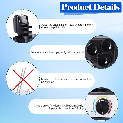 Miniatura 3 de Mini mezclador de vórtice, modelo de 300-2400 RPM, manos libres, 3 velocidades, USB-C recargable, para pintura modelo Gundam, esmalte de uñas,