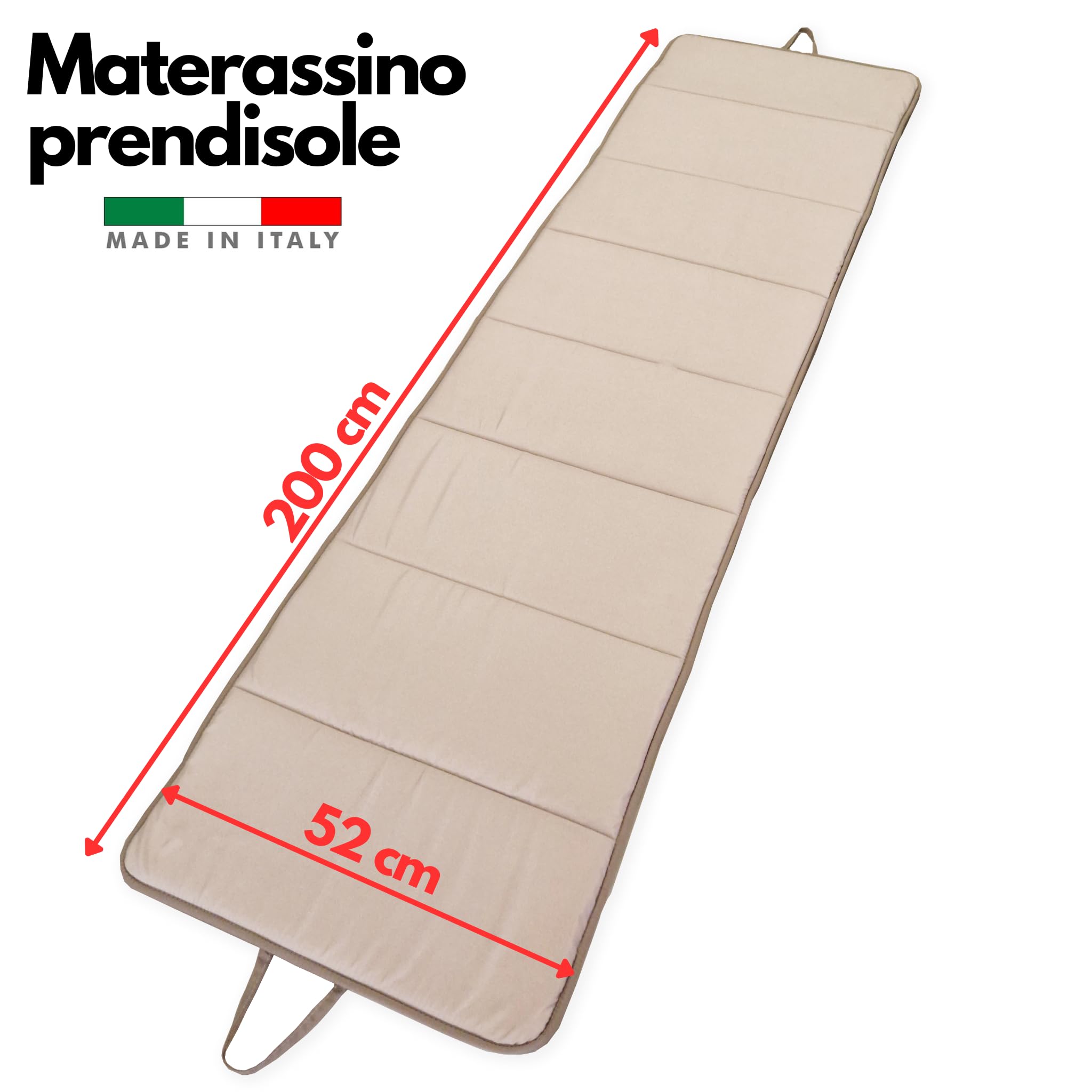 Tata Home Materassino Prendisole Pieghevole Cuscino Imbottito per Sdraio Lettino Spiaggia Trasportabile Salvaspazio Misura Maxi 52x200 cm Tortora Marrone