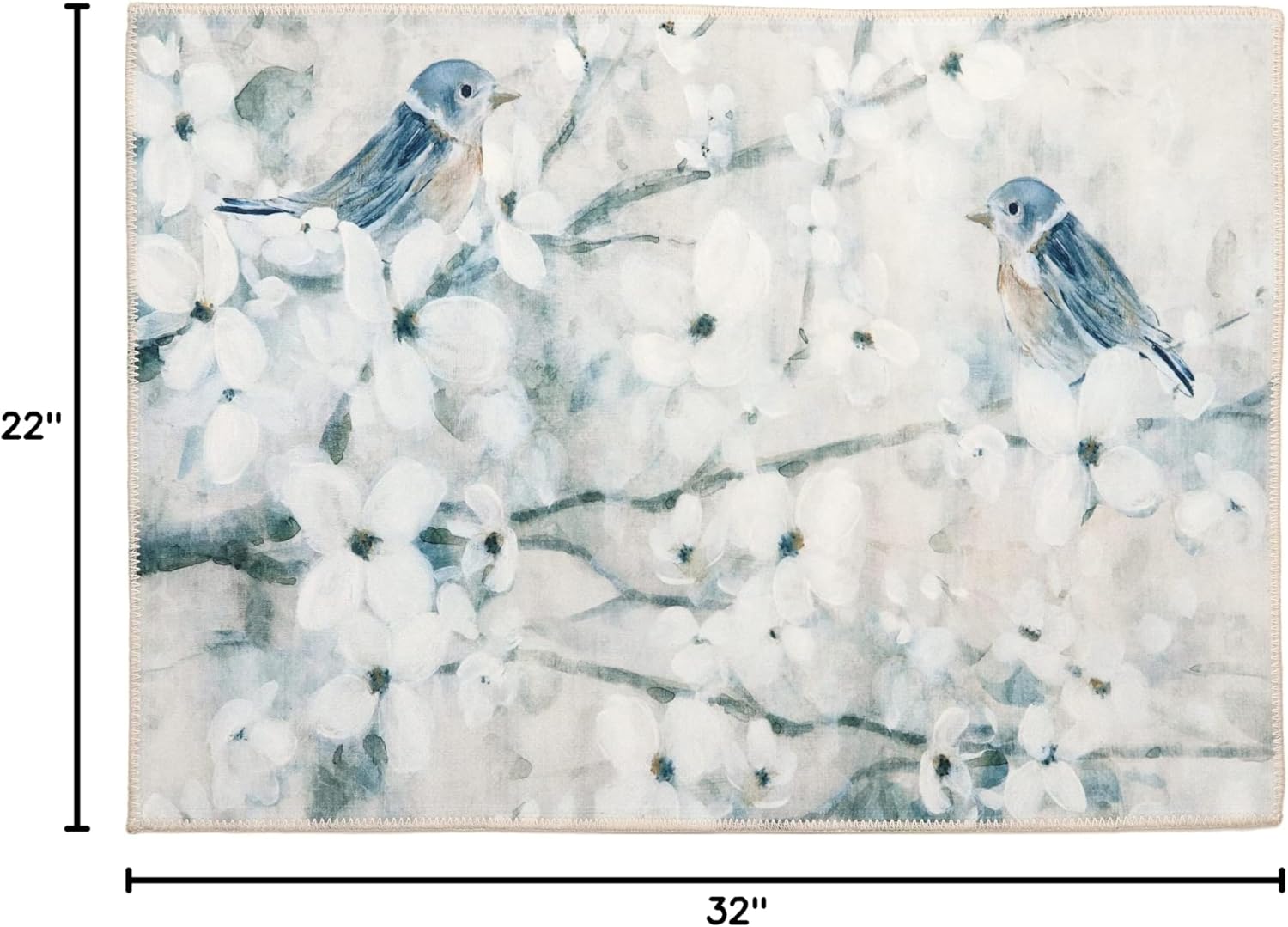 Olivia's Home Spring Dogwood & Song Birds Accent Washable Rug 22" x 32" Doormat
