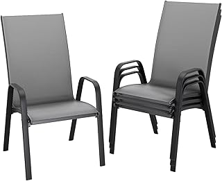 JEAREY Patio Dining Chairs Set of 4, Outdoor Stackable Dining Furniture ...