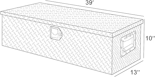 Miniatura 3 de Caja de herramientas chapada en diamante de aluminio resistente de 39 pulgadas, caja de herramientas para camioneta, caravana, remolque, caja de