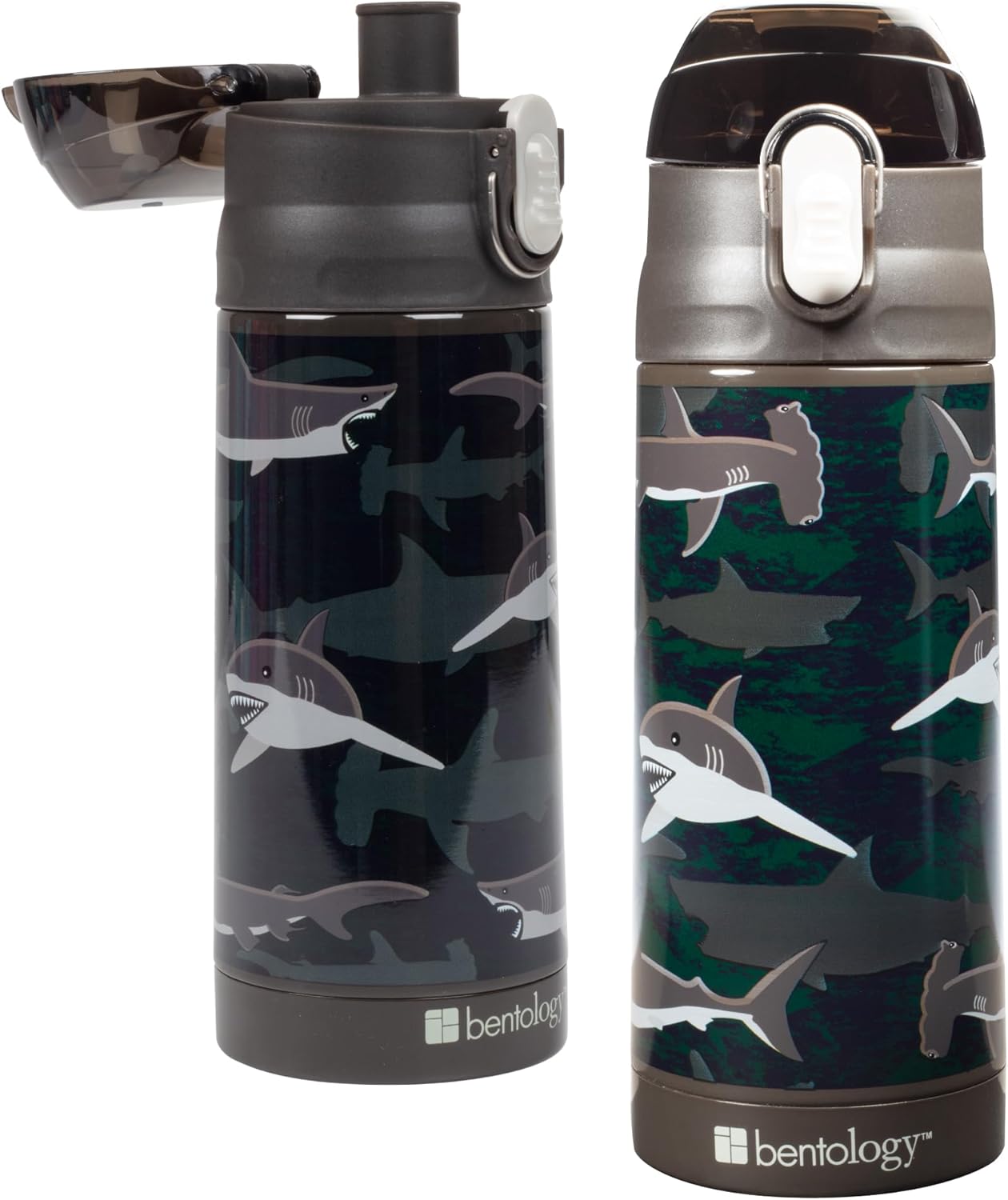 Bentology Shark Themed Stainless Steel Insulated Kids Water Bottle