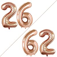 Vista 272 de GOER Globos con el número 80 para decoraciones de fiesta de cumpleaños número 80, globos de helio de aluminio jumbo de 42 pulgadas para 80 Oro rosa