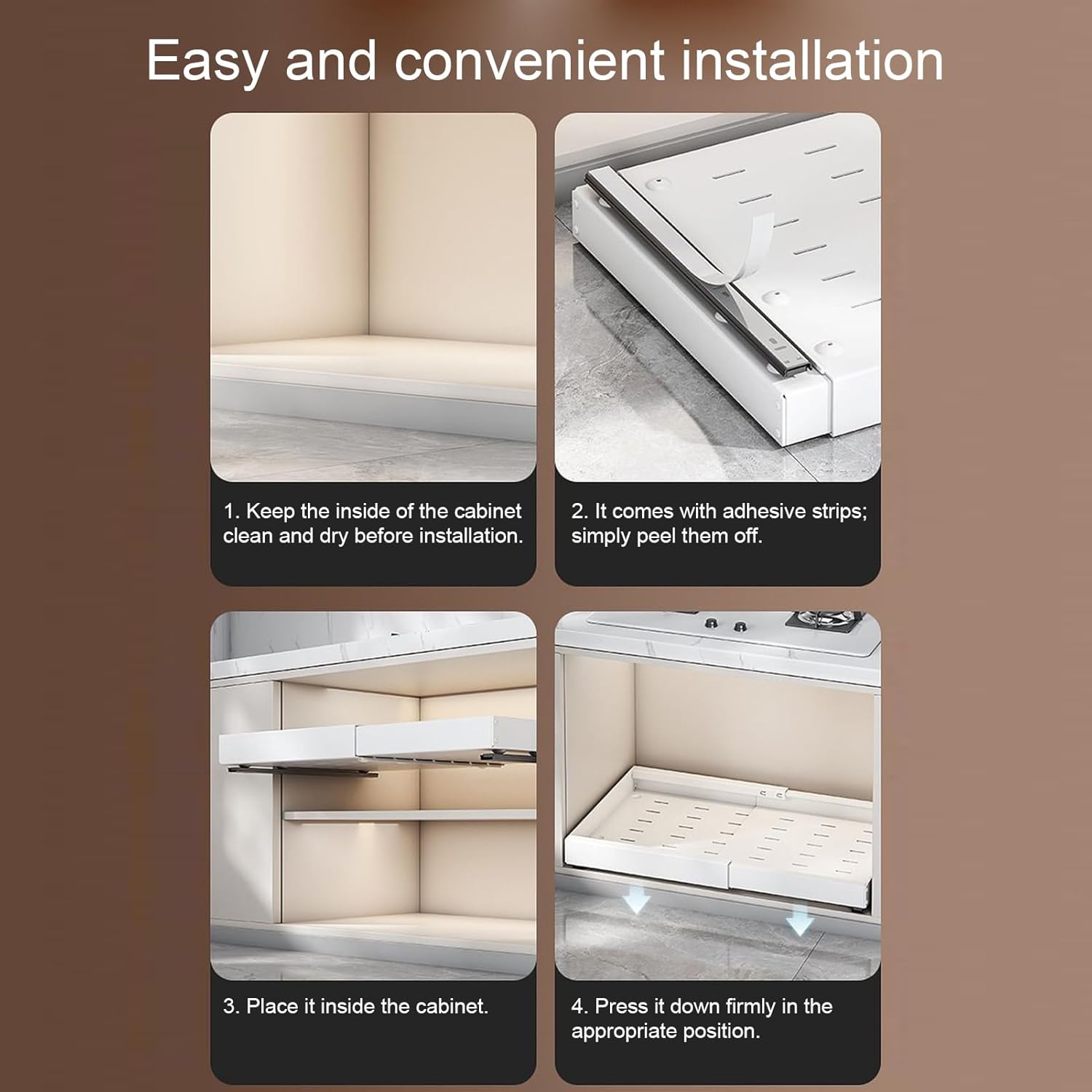 Pull-Out Home Organizers,Adhesive Storage Sliding Tray - Slide Out Organizer Drawers | for Kitchen Pantry Apartment Farmhouse Bathroom Bedroom Study Laundry Room