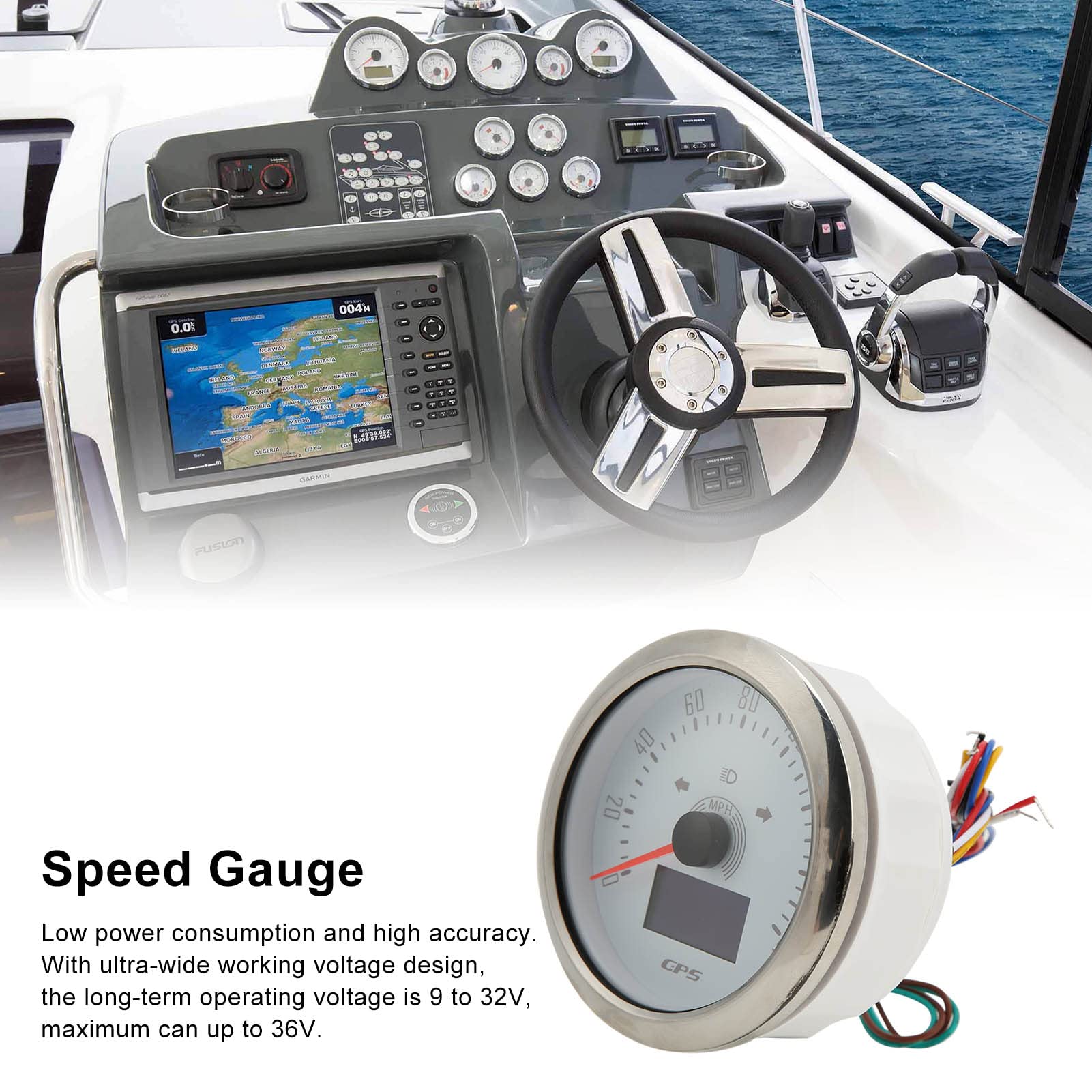 Cocoarm Velocímetro GPS, Medidor de Odómetro ABS de Acero Inoxidable, Pantalla LCD de 0 a 160 MPH, Señal GPS IP67, 9 a 32 V, para Automóviles, Barcos, Vehículos Recreativos, Yates, Maquinaria de