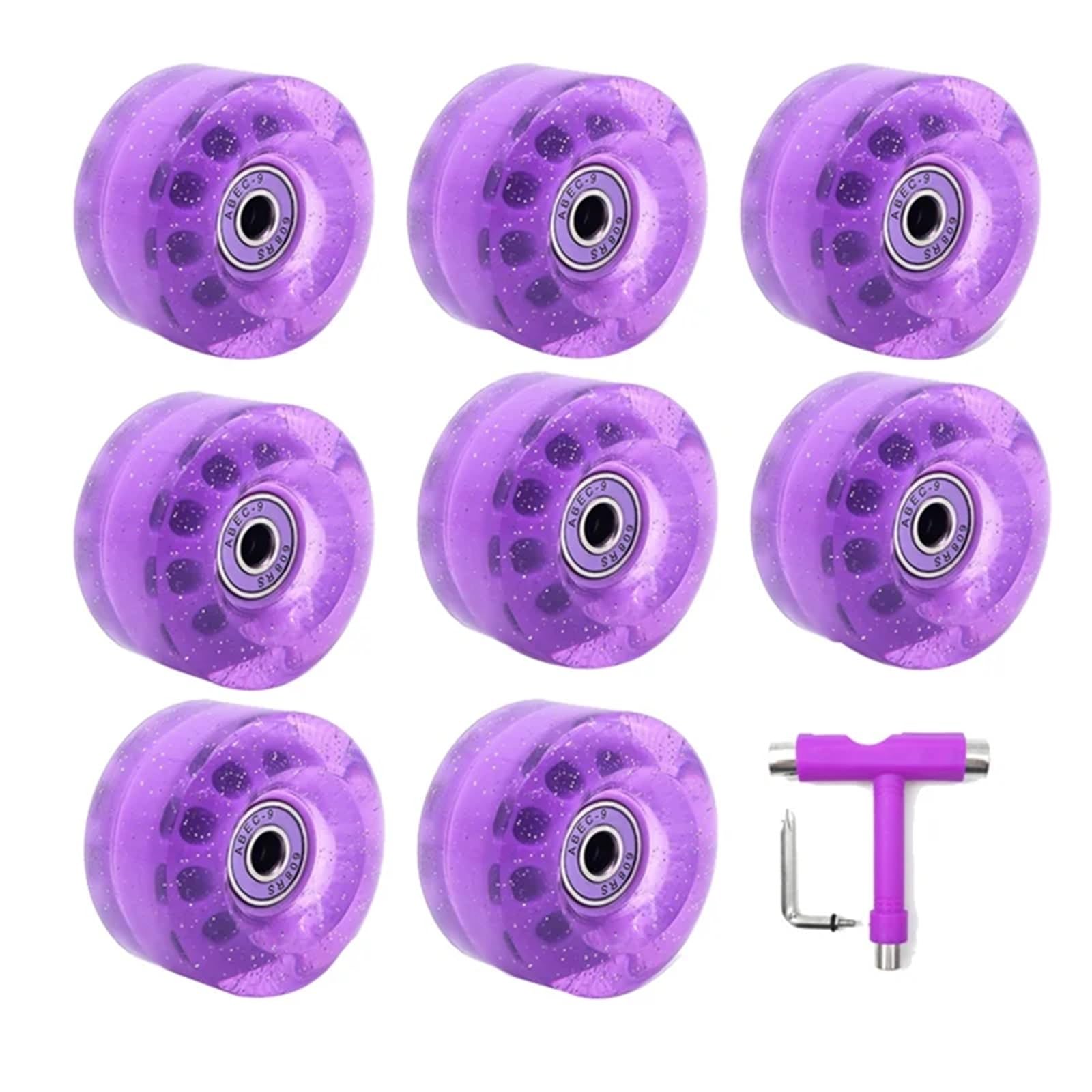 Longboard Skateboard-Räder, 8 Stück, 32 x 58 mm, 82 A, Rollschuh-Räder mit Kugellager, mit Multifunktions-Skateboard-Rollschuh-Zubehör