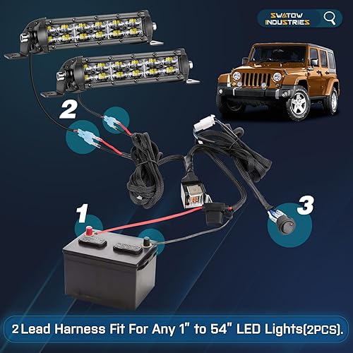 Miniatura 7 de Barra de luz ámbar de 6 pulgadas con arnés de cable, luces antiniebla amarillas, kits de cableado para Ram Jeep, Toyota, UTV, ATV, camioneta,
