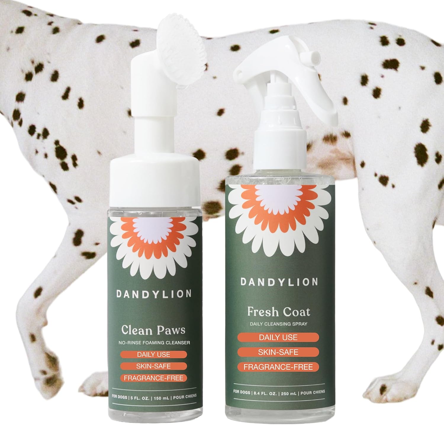 Dandylion Dog Paw Cleaner & Waterless Dog Shampoo, No-Rinse Grooming Duo