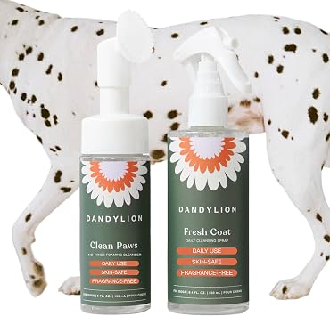 Dandylion Dog Paw Cleaner & Waterless Dog Shampoo, No-Rinse Grooming Duo | Fragrance-Free, Sensitive Skin, Plant-Derived Ingredients, Vegan, pH Balanced, Daily Paw & Coat Care, All Breeds & Coat Types