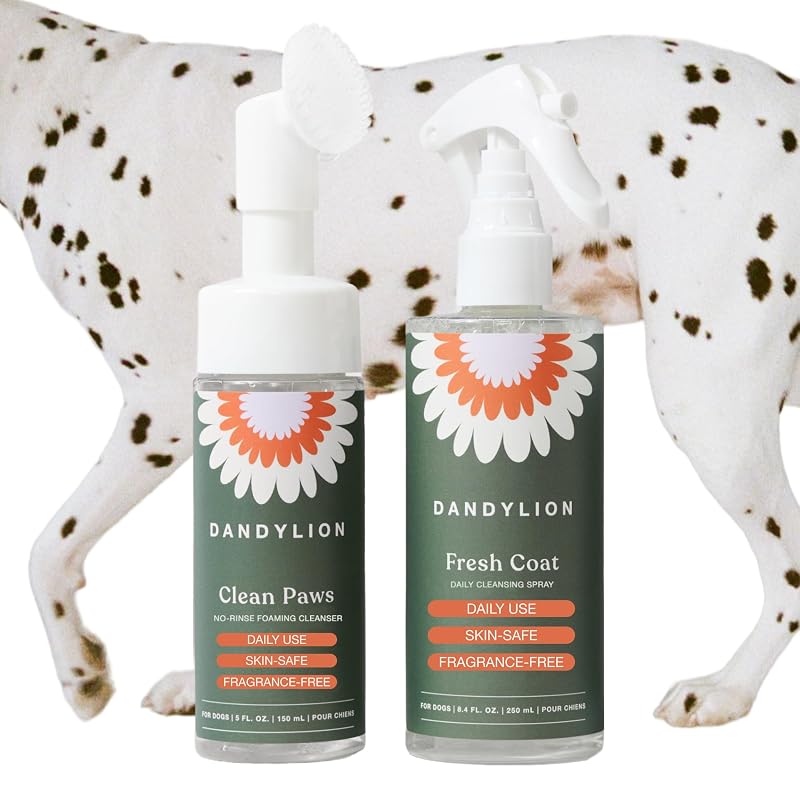 Shampoo a Seco para Cães e Limpador de Patas sem Enxágue Dandylion Clean Paws + Fresh Coat