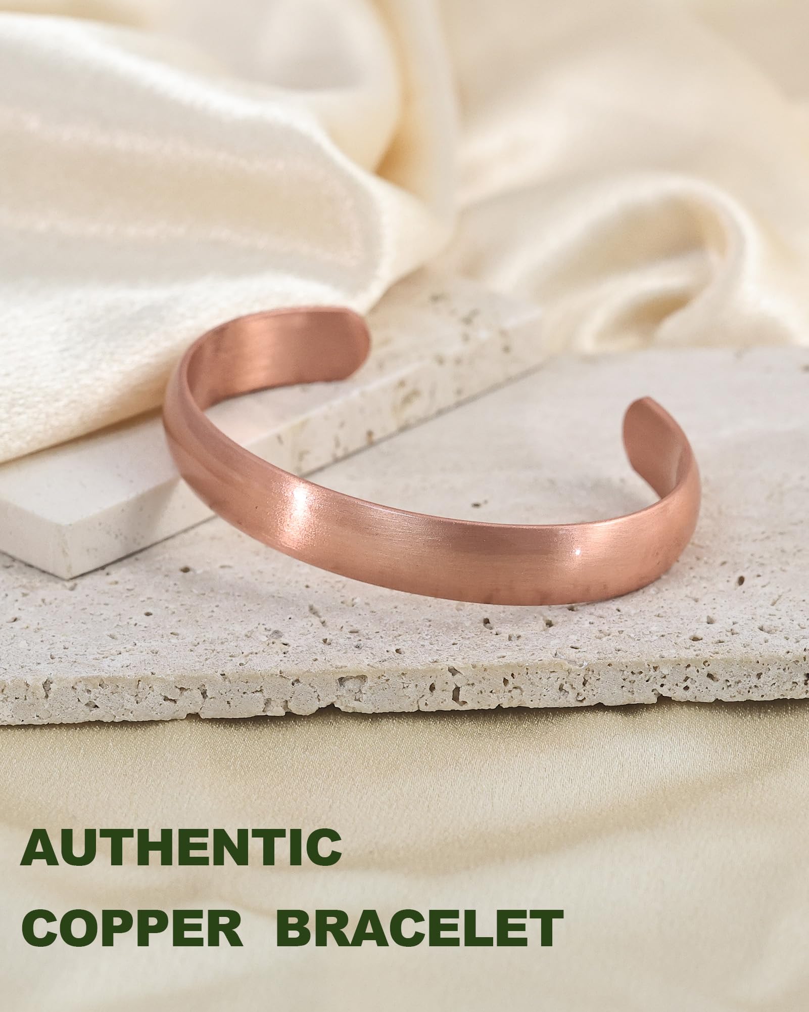 MagEnergy Kupferarmband für Männer & Frauen, 100% reines Kupfer, roh, massiv & unbeschichtet, handgefertigt, zeitloses tibetisches Armband in minimalistischem