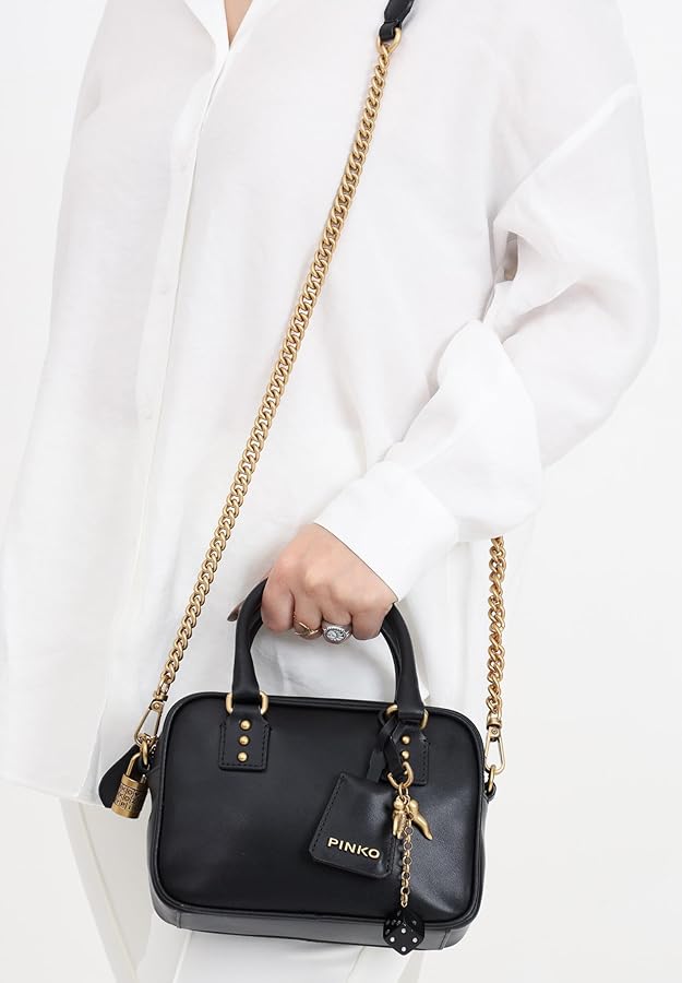 Pinko Women's Bowls Mini Calf Silk Bag, Z99q_Black_Antique Pinko Women's Bowls Mini Calf Silk Bag, Z99q_Black_Antique