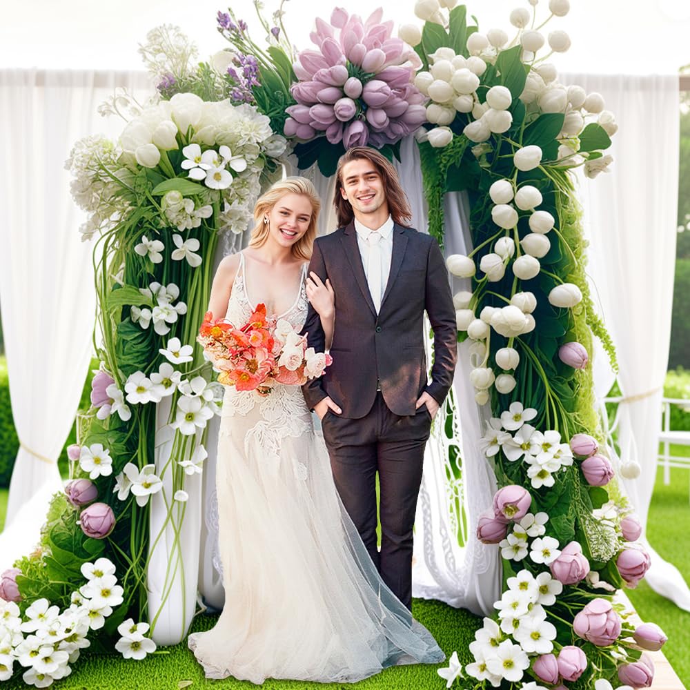 3 Stück Hochzeitsbogen, Gold Ballon Bogen Hintergrundständer, Metall Hochzeitsbogen Gestell, Traubogen Hochzeit, Hintergrund Ständer für Hochzeitsdeko Party Geburtstagsfeier (4+5+6ft)