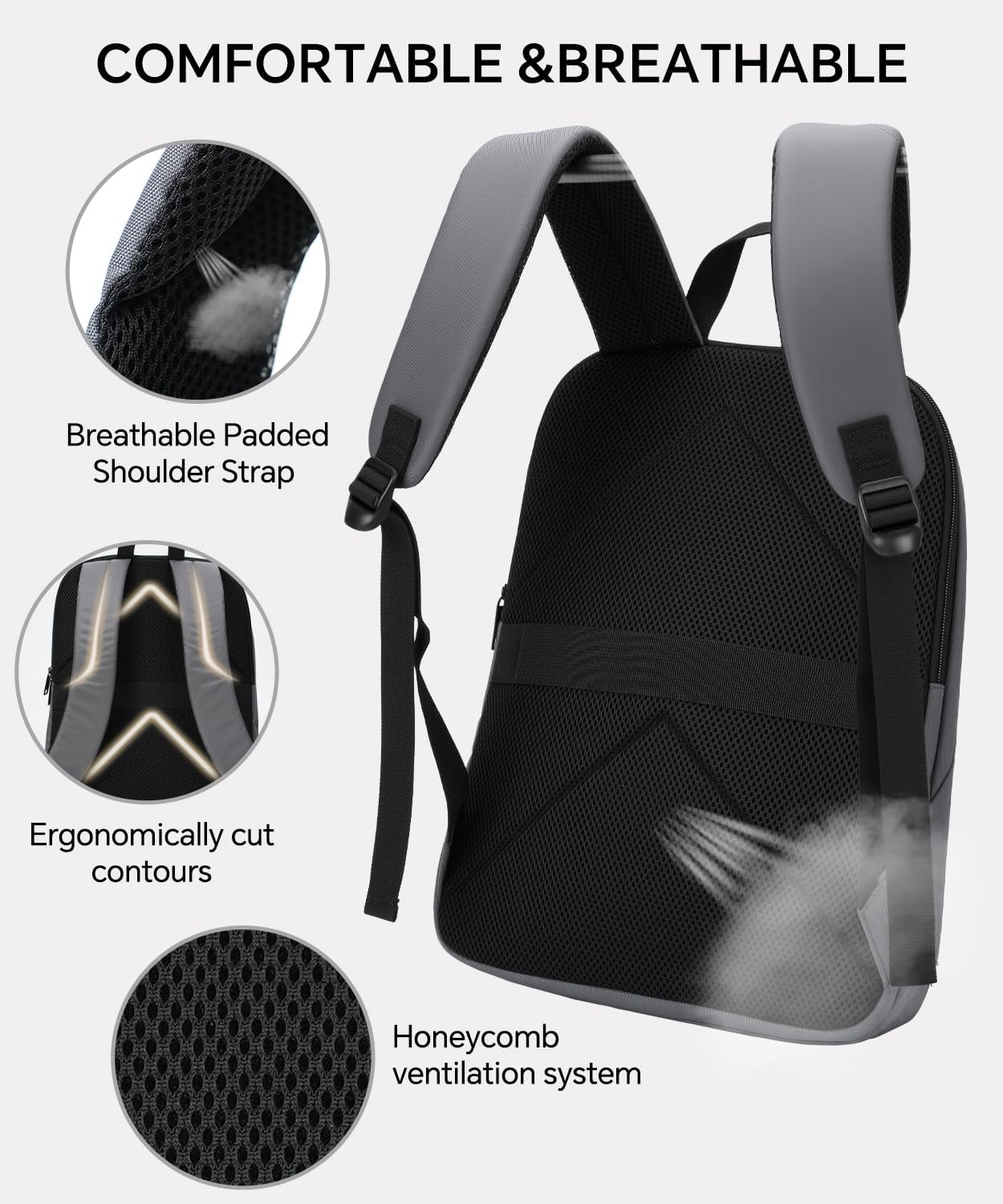 EMPSIGN Lightweight Casual Backpack for Travel Work College, Grey