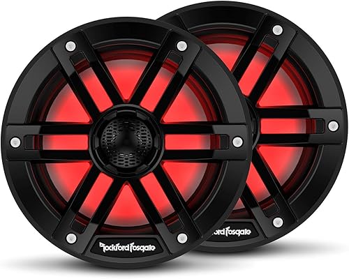 Rockford Fosgate M1-65B Color Optix 6.5 "2-Way Coaxial Multicolor LED Iluminado Altavoces Marinos - Negro (Par)
