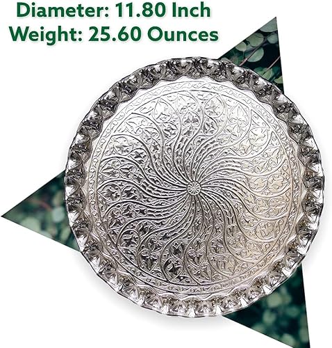 Miniatura 5 de Alisveristime Bandeja de zamac ondulada turca para café, té y café otomano (plata)