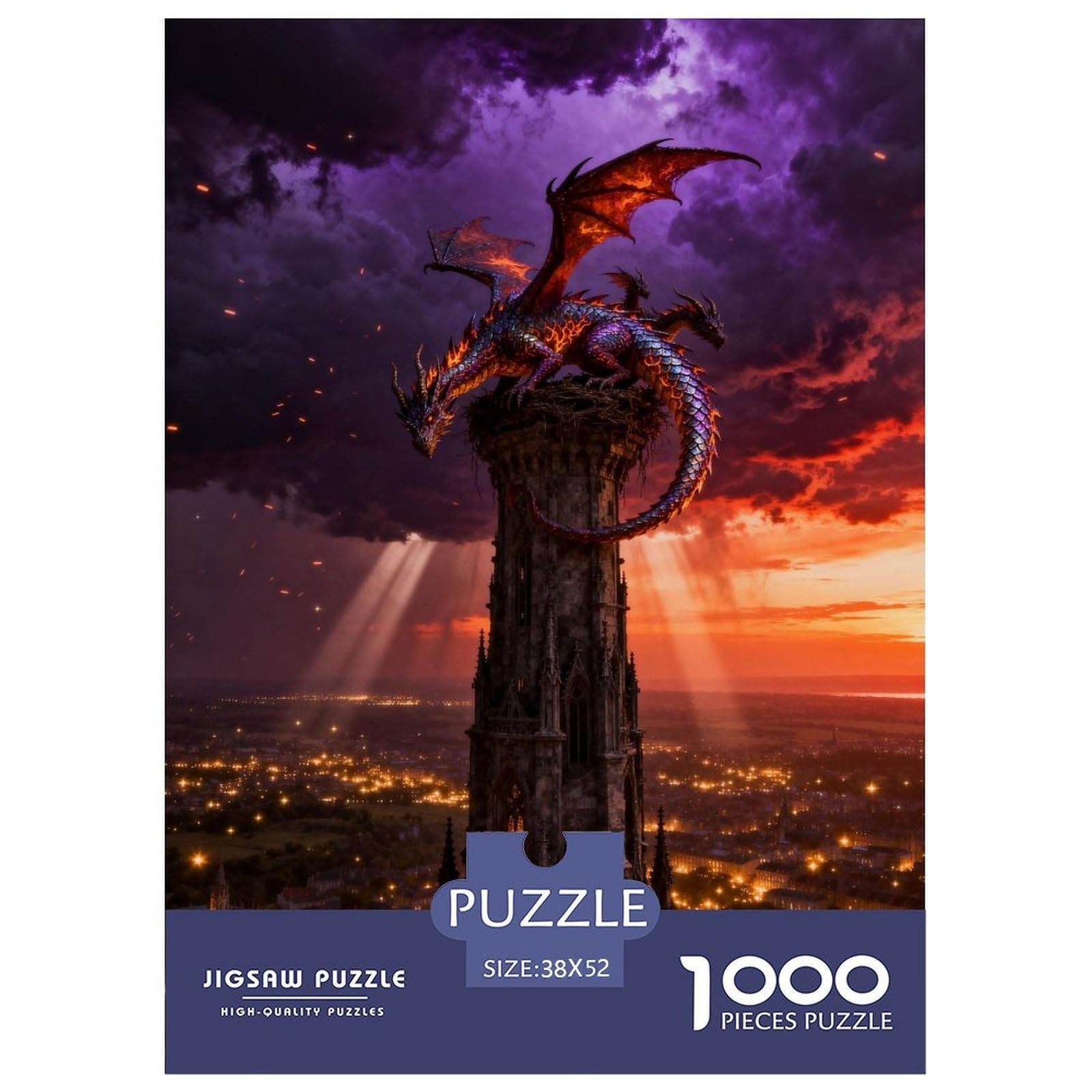 Dinosaur 1000 Pieces Puzzles Educational Games Challenge Toy Dinosaur World Home Decoration Fit Families Adults Gifts 52x38cm/1000pcs