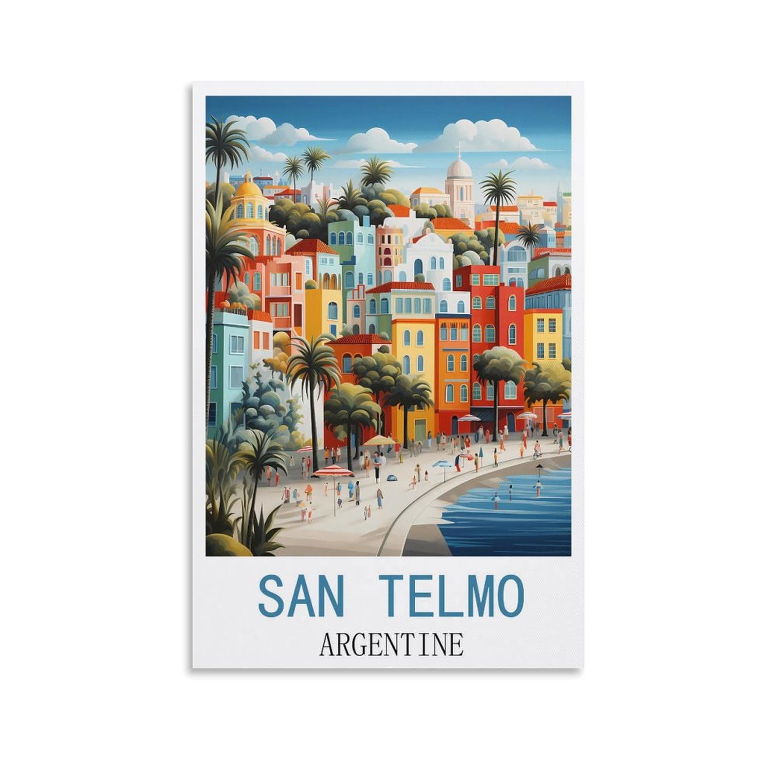Metal Tin Sign Plaque Poster,San Telmo Argentina,Tin Sign Retro Wall Art Poster for Home Man Cave, Cafe Bar Wall Decor 30x30cm