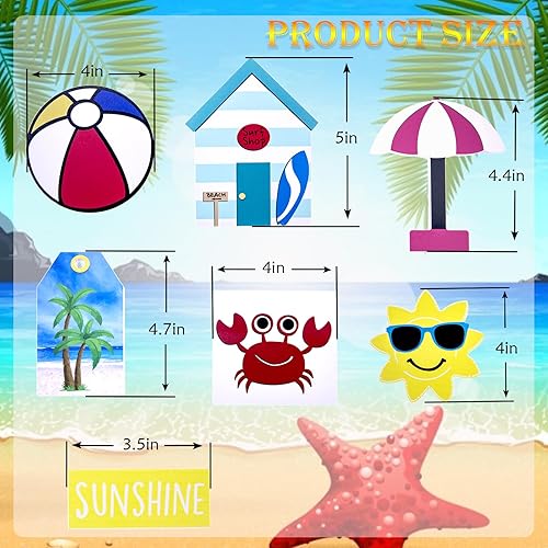 Miniatura 5 de 14 piezas de decoración de bandeja escalonada de playa, bandeja escalonada de verano, bandeja tropical, decoración de playa, océano, granja, verano,