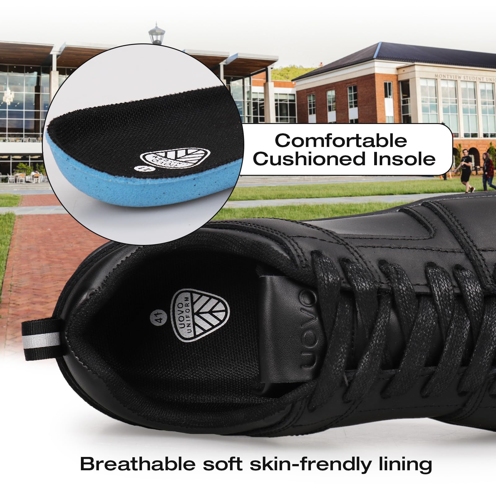 UOVO Zapatos Casuales Hombre — Transpirables, Suela Antideslizante y Plantilla amortiguada — Estilo Zapatos de Cuero/Zapatillas Deportivas, Tallas 44