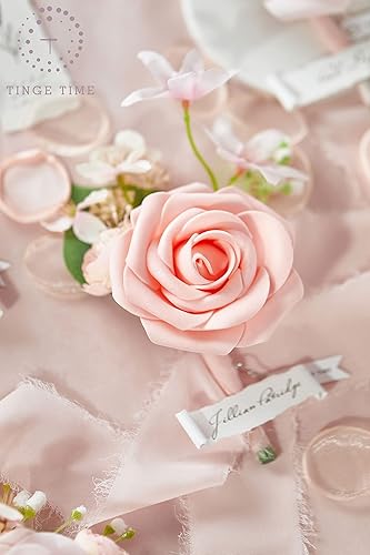 Miniatura 5 de TINGE TIME Boutonniere para hombres, bodas, padrinos de boda, invitados de boda, ramillete de flores artificiales para ceremonia, aniversario, cena