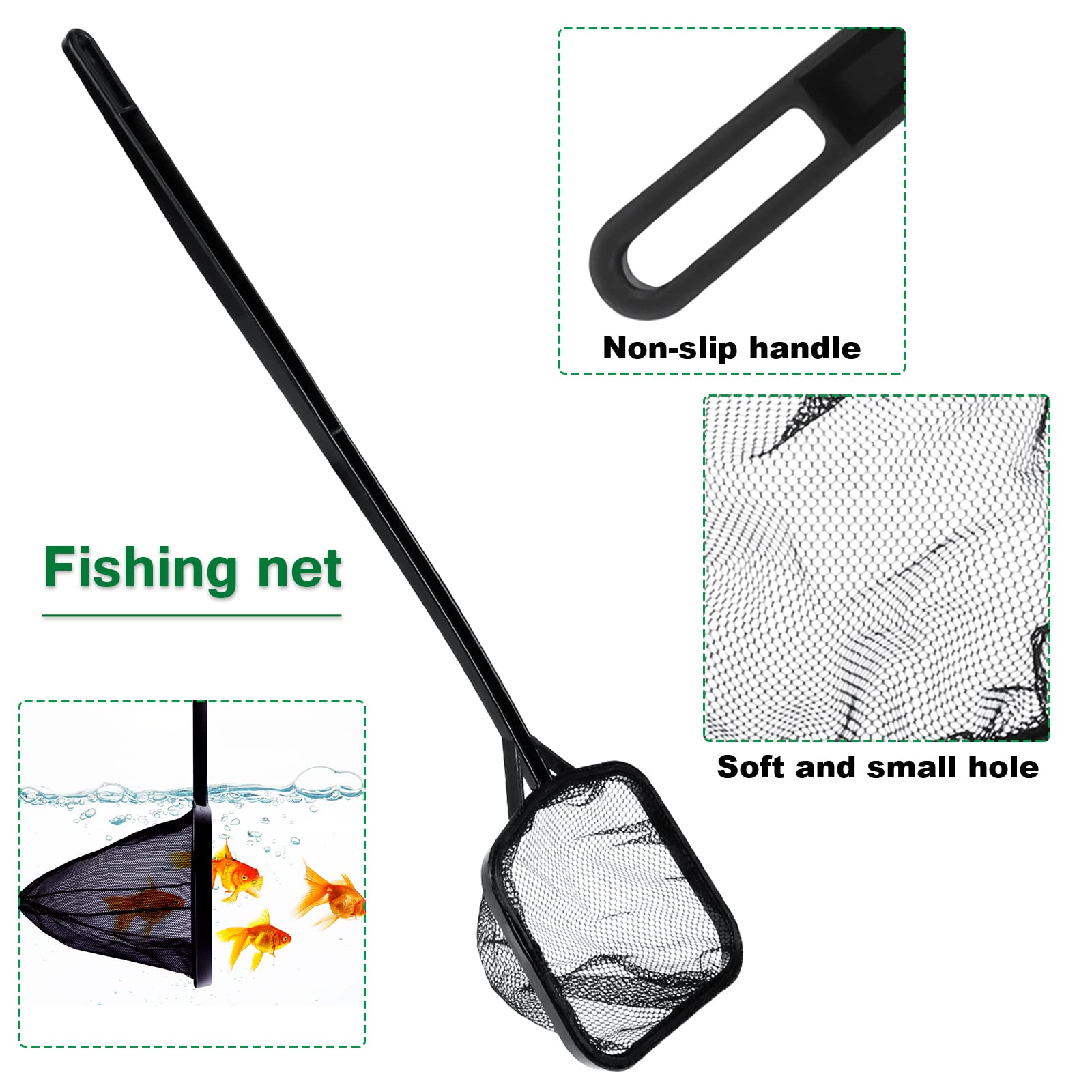 Coolty Kit di strumenti per aquascaping piante acquatiche 7 in 1, pinzetta a forbice in acciaio inox, spatola strumenti per la pulizia dell'acquario, rete da pesca e raschietto per alghe per acquari