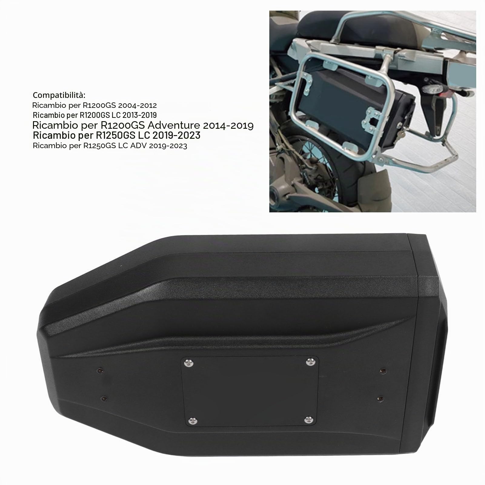 Cassetta degli Attrezzi per Moto, Cassetta degli Attrezzi Laterale in Acciaio Inossidabile ABS per R1200GS R1250GS LC ADV, con Design Compatto e Leggero Facile Installazione (Nero)