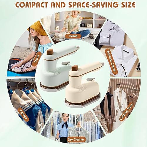 Miniatura 7 de Plancha de vapor, plancha de vapor portátil de viaje para ropa, vaporizador y planchas 2 en 1, planchado continuo a vapor y seco, mini planchas de
