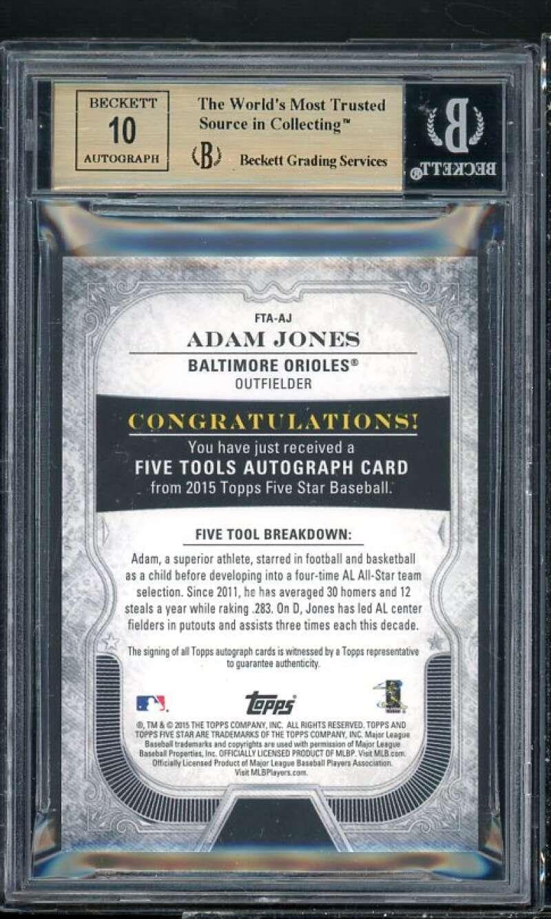 Adam jones Card 2015 Topps Five Star Five Tool Autogaphs #FTAAJ (POP 1) BGS 9.5 - Baseball Slabbed Rookie Cards