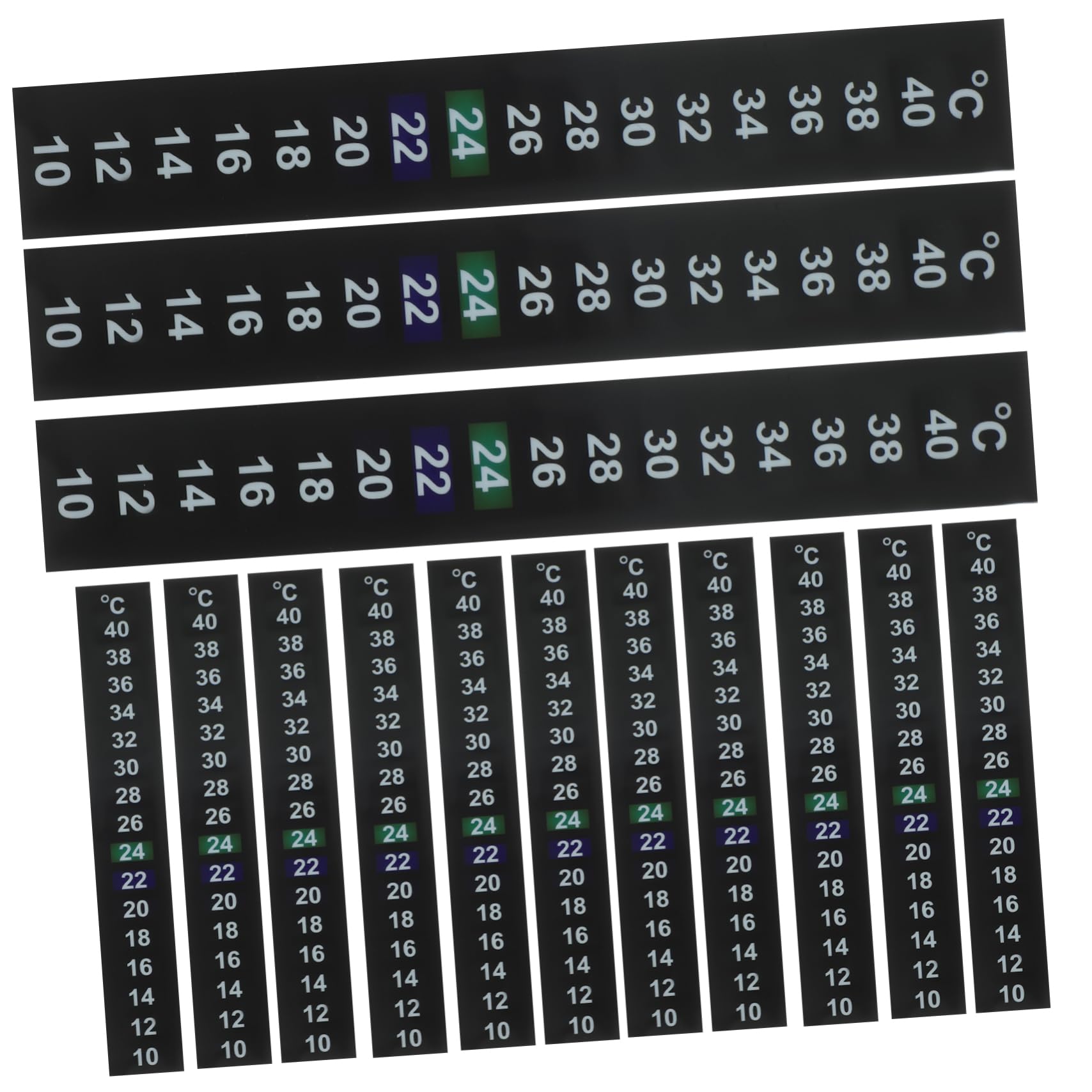 Ipetboom 150piezas Tira De Temperatura Interior Medición Precisa Cambio De Color Rango Para Acuarios y Reptiles Material Seguro Pet y Cristal Líquido