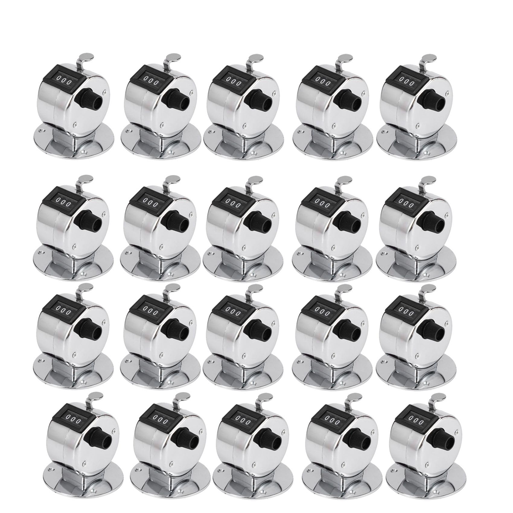 Jnchdghwa Silver & Black 20X Round Base 4 Digit Manual Hand Tally Mechanical Palm Click Counter