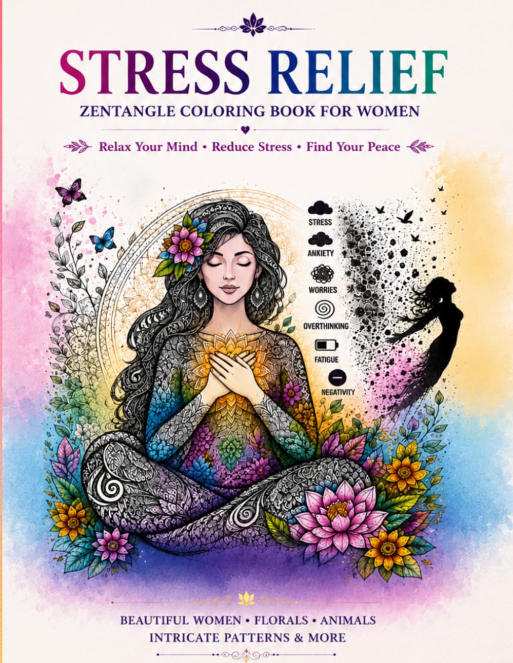 Stress Relief Coloring Book for Women: Beautiful Zentangle Designs for Relaxation, Mindfulness, Creativity, and Inner Peace