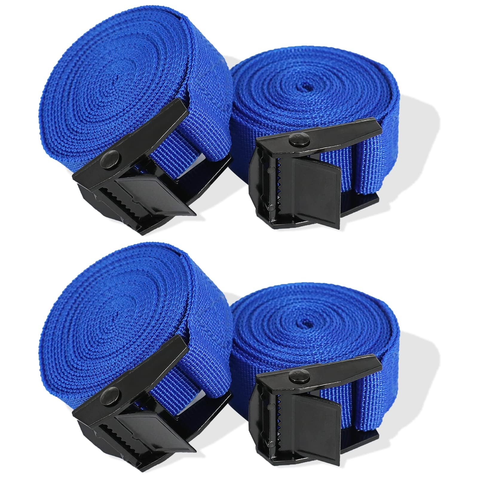 RIO Direct 4PCS Tie Down Straps, Heavy Duty Lashing Straps Adjustable Cam Buckle Tie-Down Straps for Motorcycle, Cargo, Trucks,Trailer,Luggage - 3.3' x 1" Blue