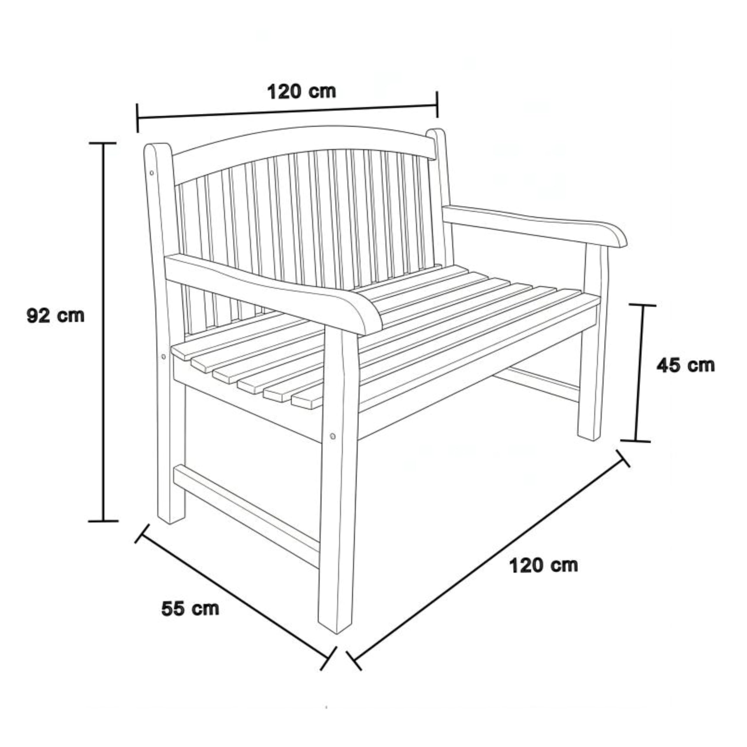 AXI Suki Gartenbank aus Teak Holz in Braun | Holzbank mit Armlehnen | Teakholz Parkbank für den Garten/Terrasse mit Rückenlehne für 2 Personen | 120 x 63 x 95 cm