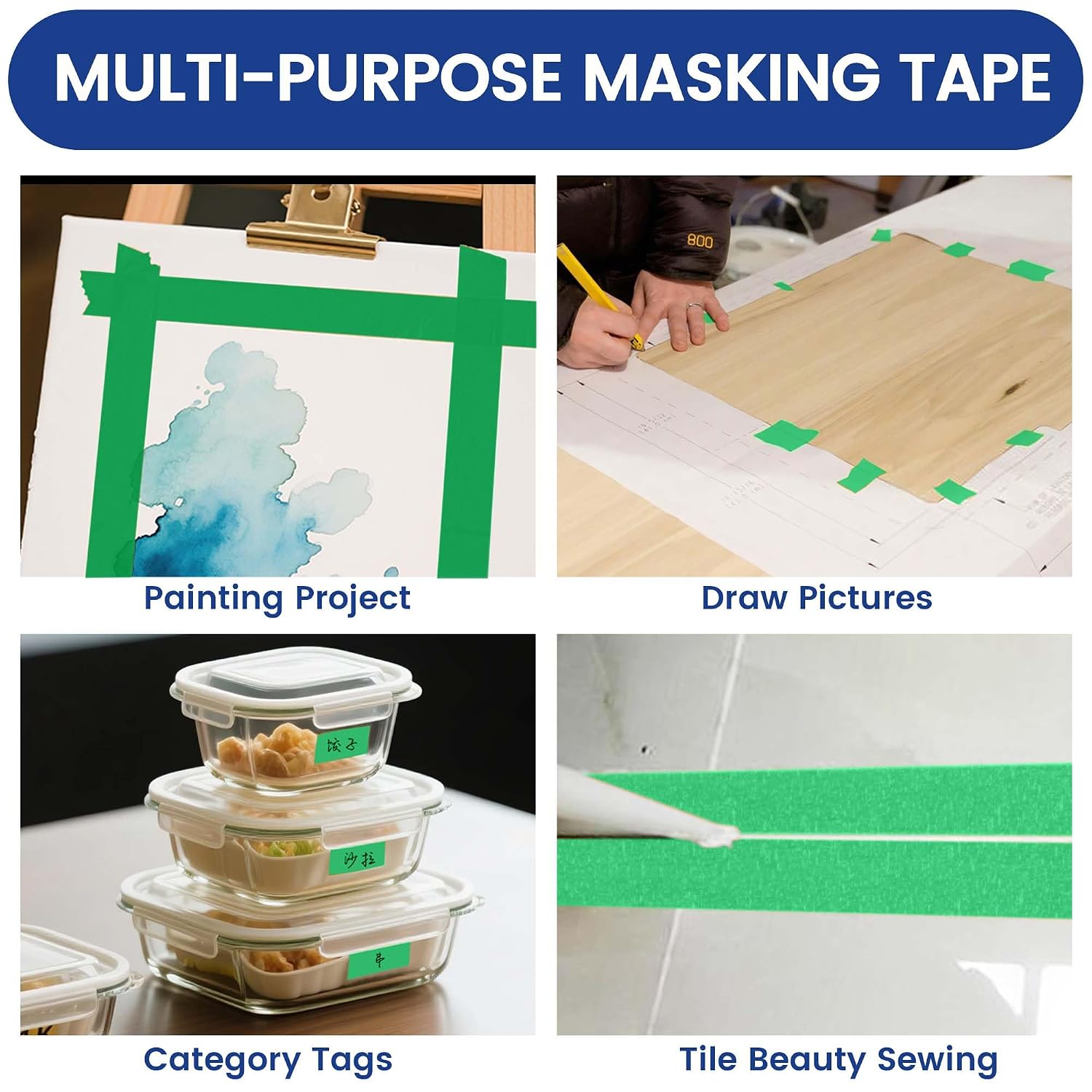 Adhes Green Masking Tape Painter Tape Dispenser 25mm x 50m