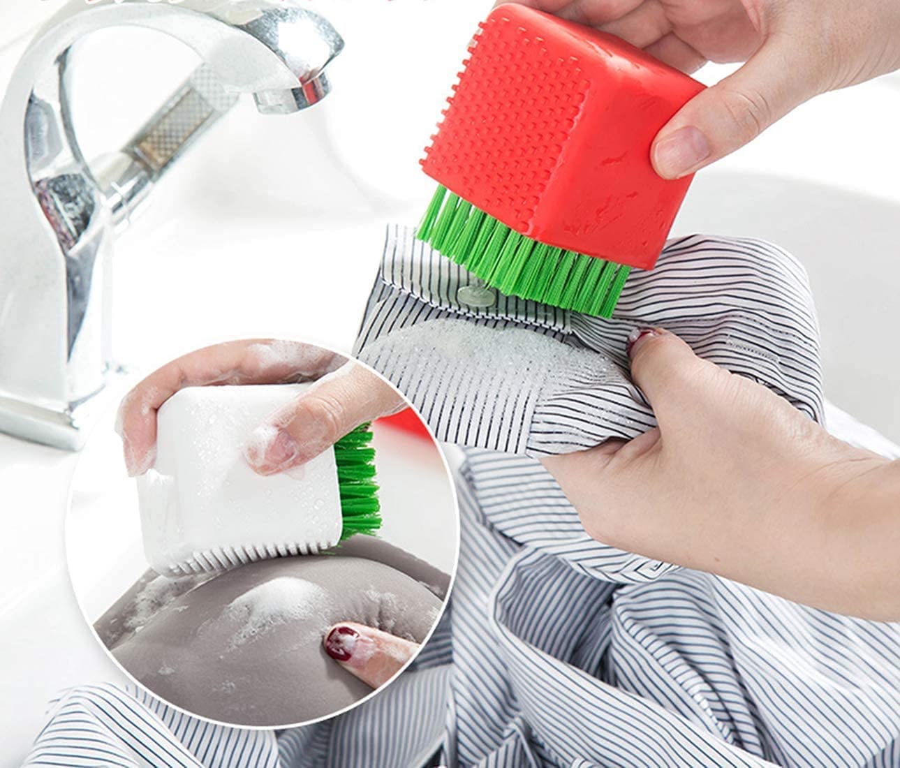 SwissHome Multi-Functional Silicone Laundry Brush - Potted Washing and Cleaning Powerhouse for Effective Stain Removal and Gentle Fabric Care (Pack of 1, Red) 1
