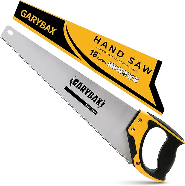 GARYBAX 18 Inches Hand Saw - Perfect Saw - Heavy Duty Wood Saw -Non-Slip Handle Garden Saw for Wood Working - Gardening Tree Saw for Woodworking- Professional Pruning Saw- Razor Sharp Blades Saw