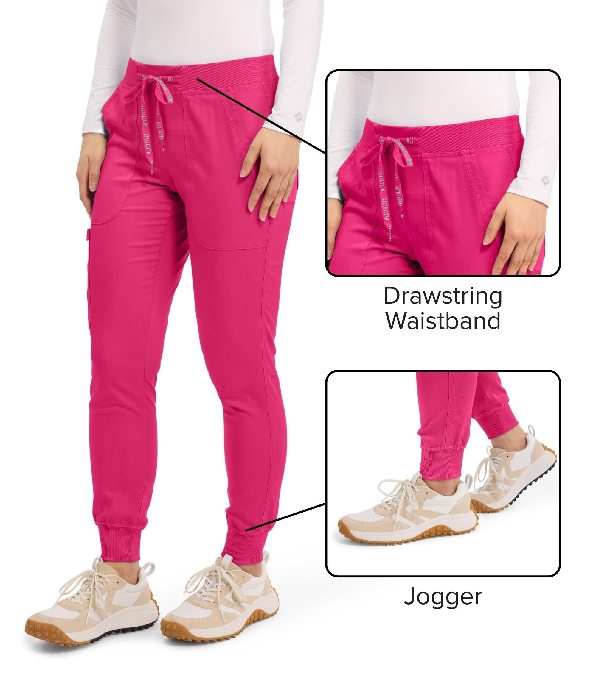 Med Couture Scrub Pants For Women Cargo Jogger Bottoms with 5 Pockets, Lightweight, Ultra Soft, 2-Way Stretch Fabric - MC7710